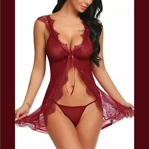 Plus Size Women Sexy Lingerie Lace Eyelash Babydol